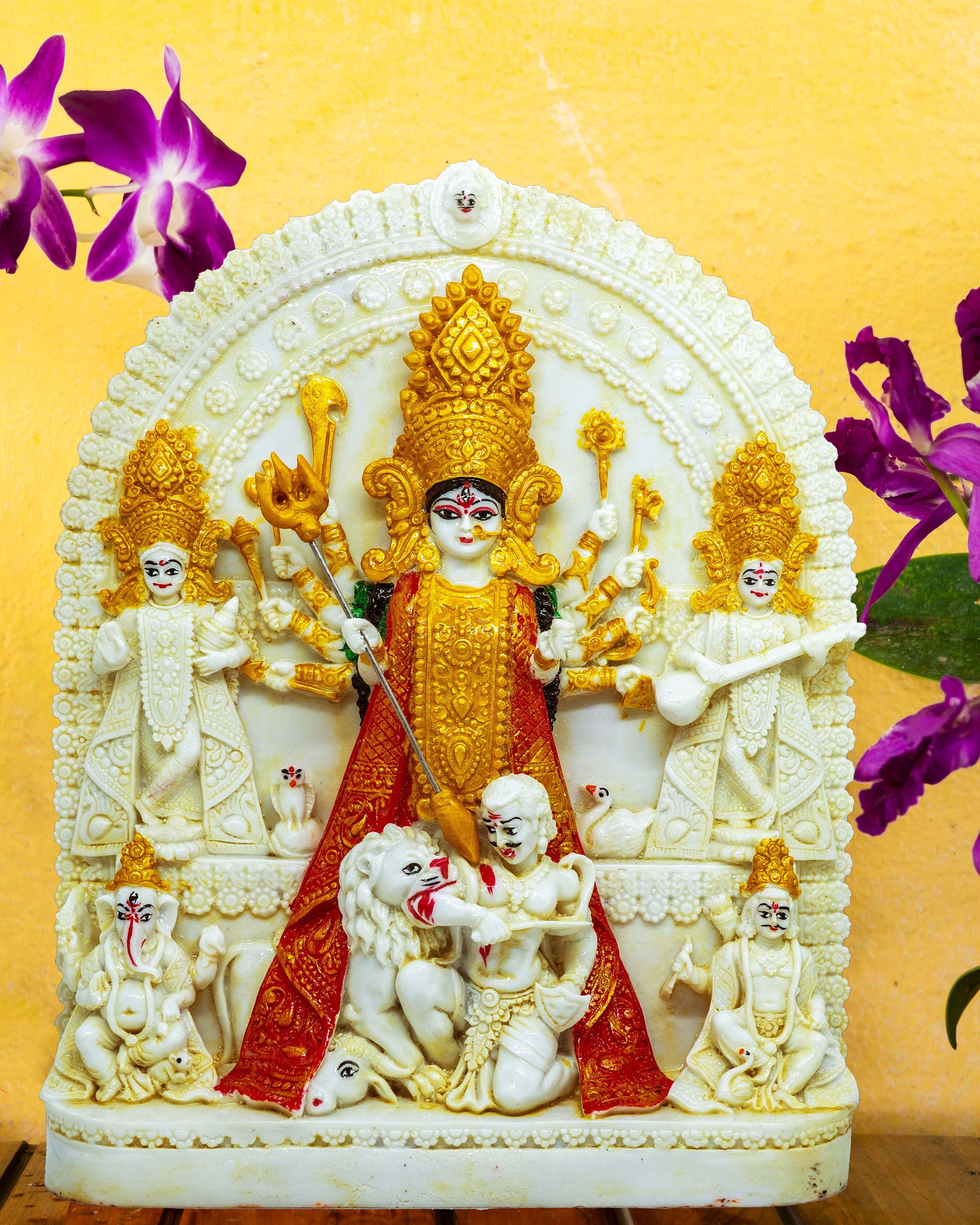 ekchala marble stone bengali durga maa murti