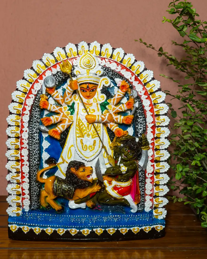 marble durga statue daker saj