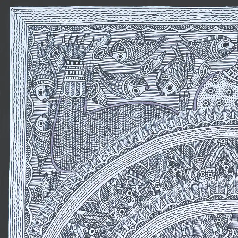 Madhubani Painting Hand Painted Indian Folk Art Featuring Radha Krishna MollisArts