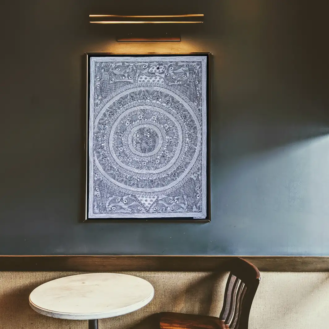 V Hand Painted Madhubani Painting Indian Folk Art Featuring Radha Krishna MollisArts