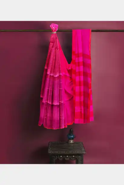 khadi purple pink saree