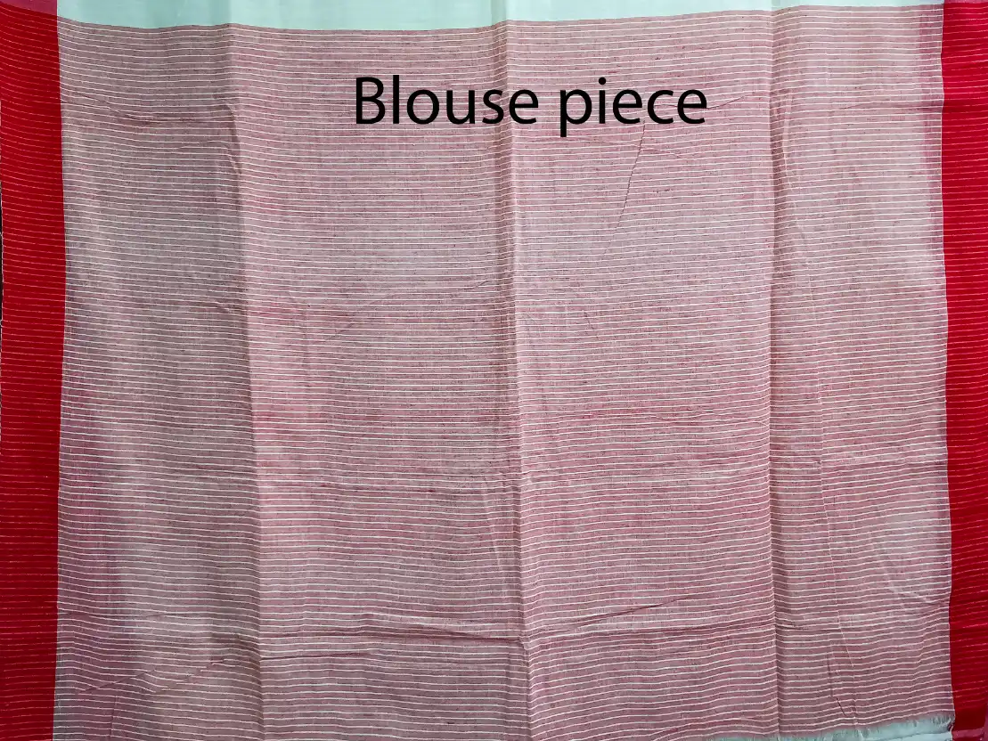 pure cotton red white saree