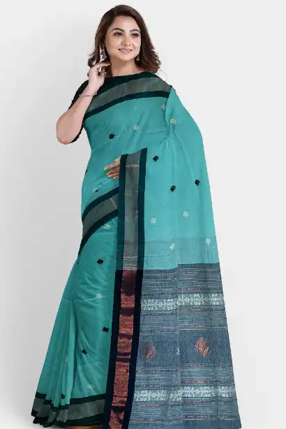 pure cotton sky blue saree
