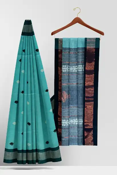 sky blue handloom sari