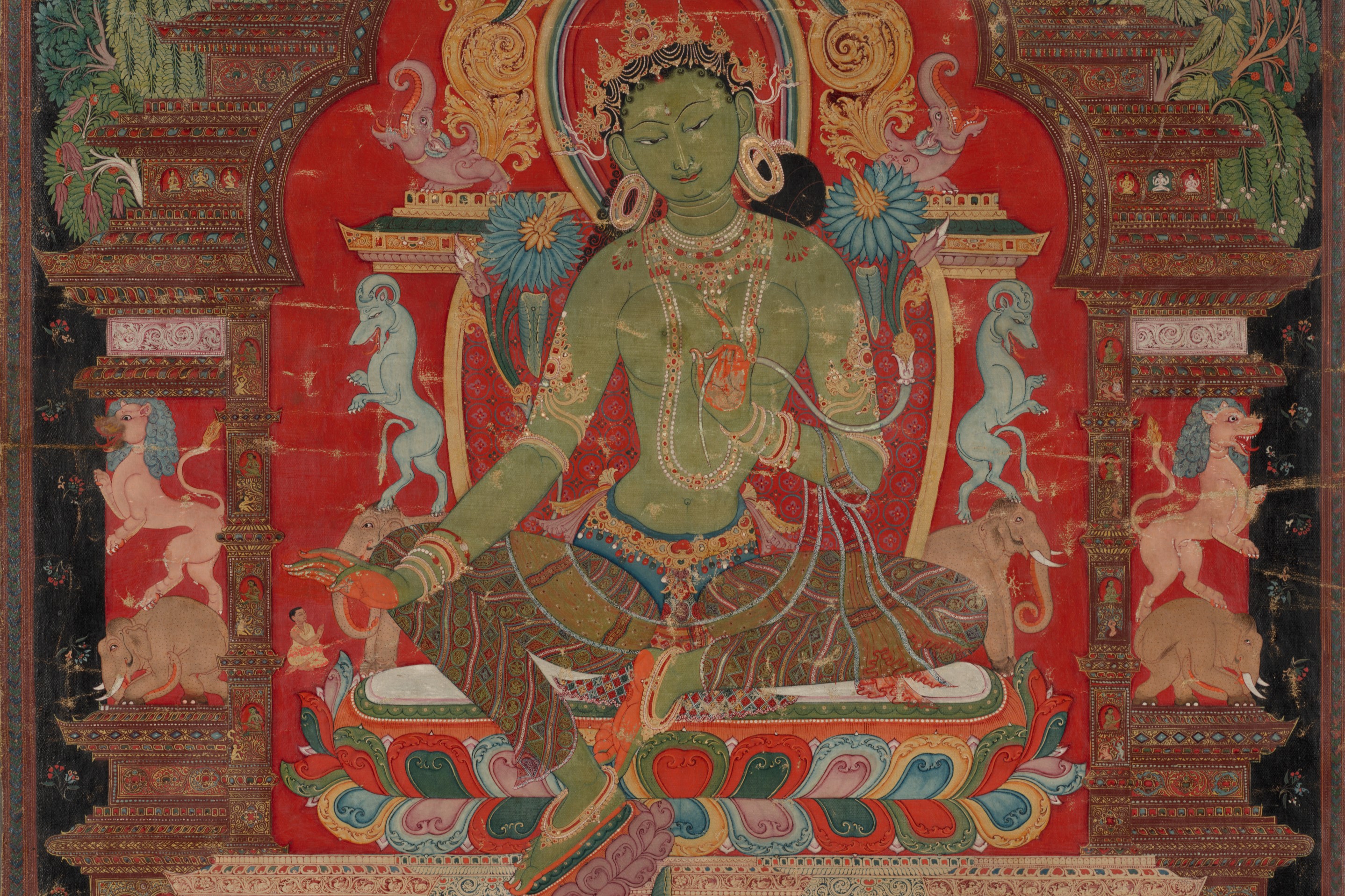 green tara thangka painting